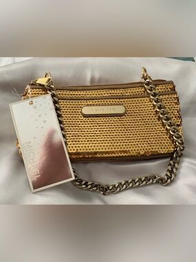 Michael Kors Gold Sequin Chain Wallet Wristlet/Crossbody NWT
